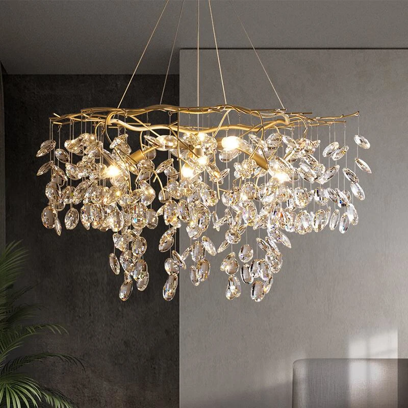 Luxurious crystal living room chandelier simple modern crystal dining room lighting creative branch decoration lamp