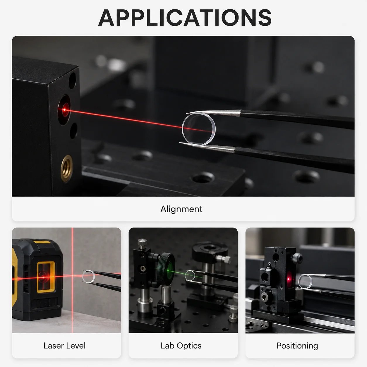 ZhonNa 45° Laser Installation Accessories Optical Lens 8mm Diameter Glass Focus Lens 400-700nm Wavelength Range Professional Las
