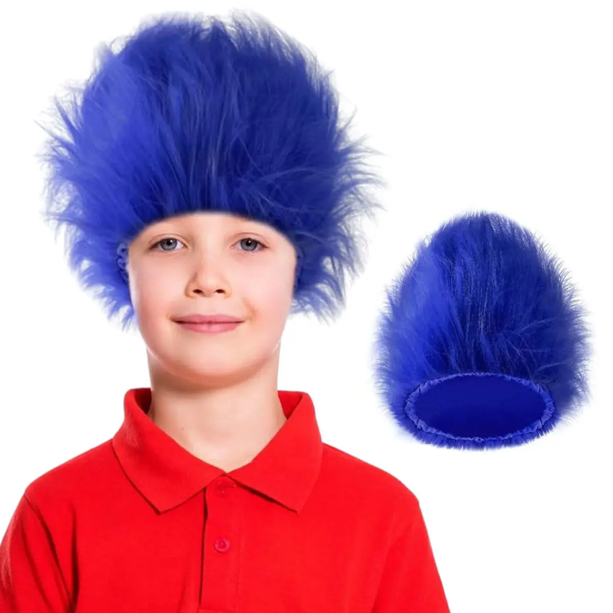 

Anxin New Prduct Blue Fuzzy Wig Funky Clown Hair Wig Crazy Wig Character Cosplay Costume Accessories for Kids Teens