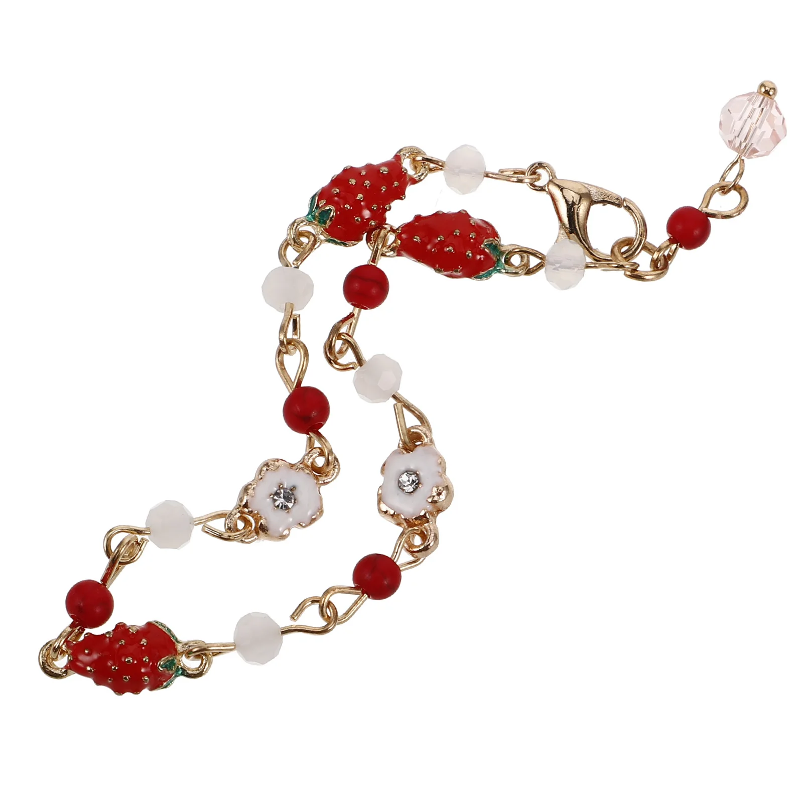 

Exquisite Strawberry Pendant Bracelet Handmade Beaded Stretch Design Comfortable Fit for Long Term Wear Ideal Summer Party