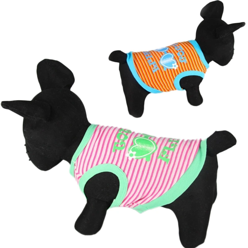 Cute Heart Pattern Stripes Dog Clothes Summer Puppy Sunglasses Letter Peach Fruit Vest For Pet Dogs Green Pink Orange