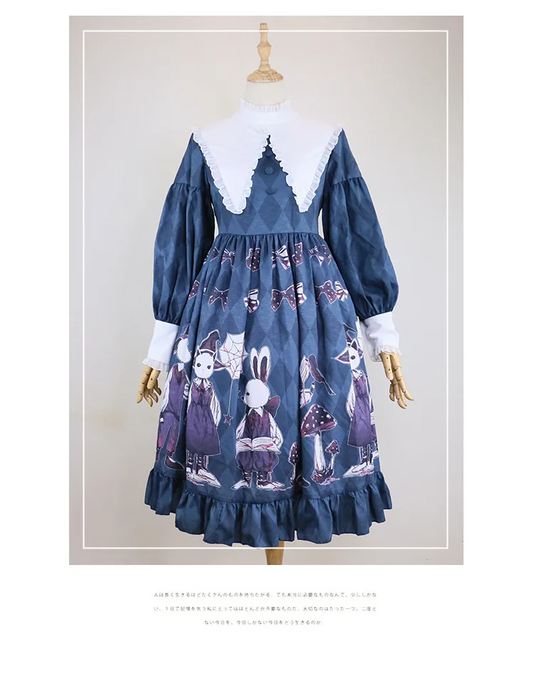 Loli Cos Gothic Lolita Op Lolita Dress Cute Printing Ruffled High Waist Bowknot Victorian Dress Simple Kawaii Girl Gothic Dress