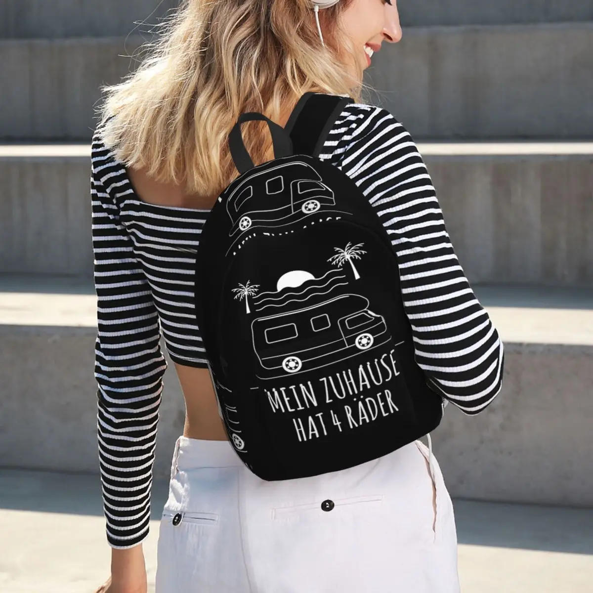 My Home Has 4 Wheels Camping Travel Backpack Student BookBag Kids School Bag Computer Shoulder Bags for Men Women