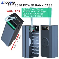 Push-pull 21*18650 Power Bank Case PD3.0 QC4.0 Wireless Quick Charge For Smartphone Charging With LED DIY Battery Storage Boxes