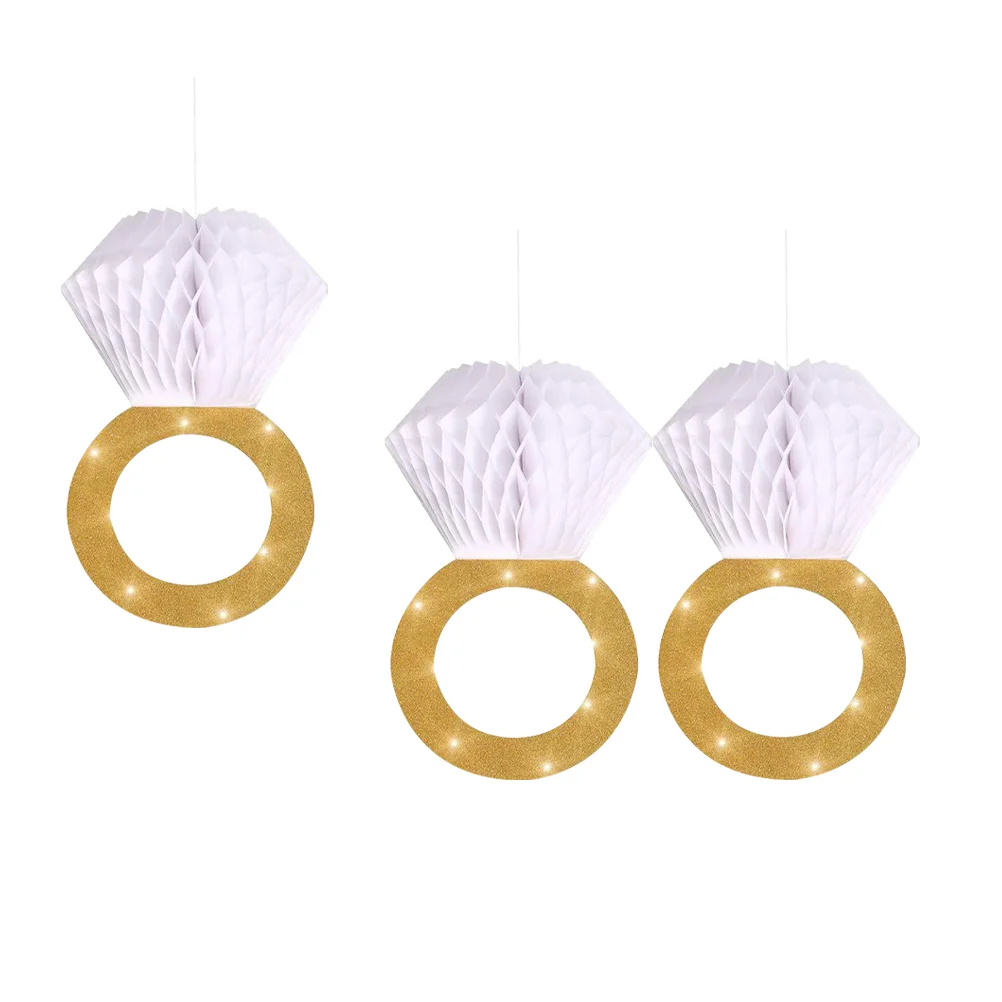 

3 PCS Round Paper Honeycomb Ring Wedding Decor Background Wall Hanging Decoration