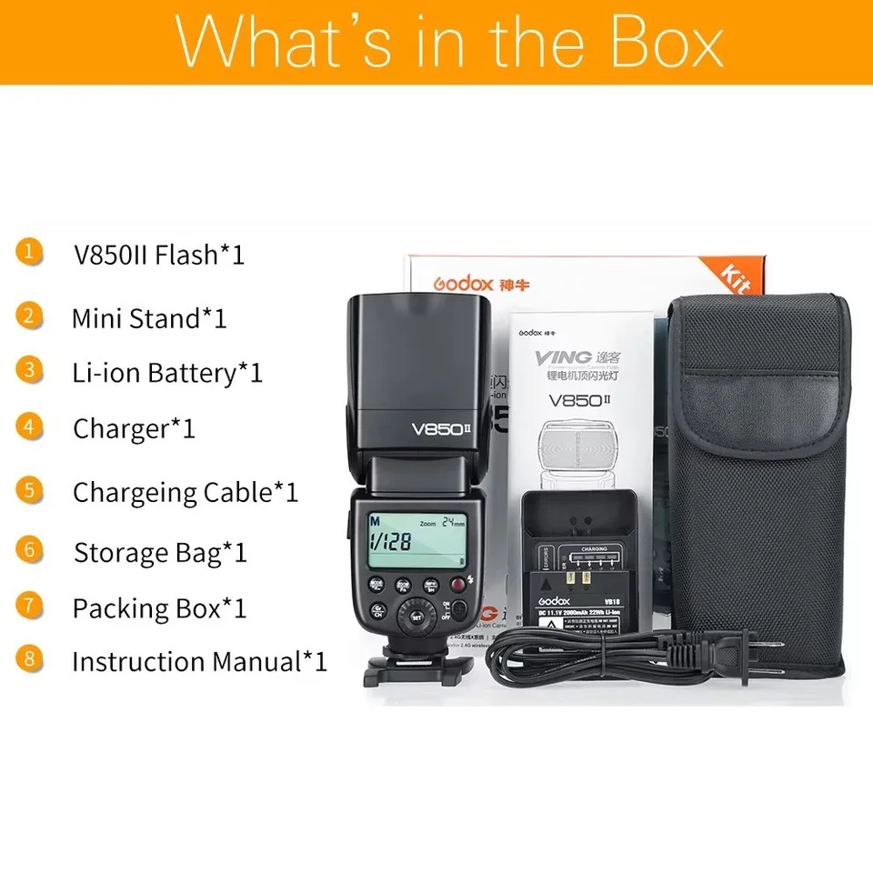 Godox V850II Built-in 2.4G GN60 Wireless X System Li-ion Camera