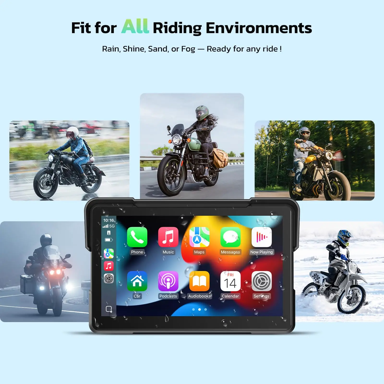 

Android Motorcycle Portable Navigation Device 7-inch Touch Screen Wireless CarPlay IP67 Waterproof Dual Bluetooth