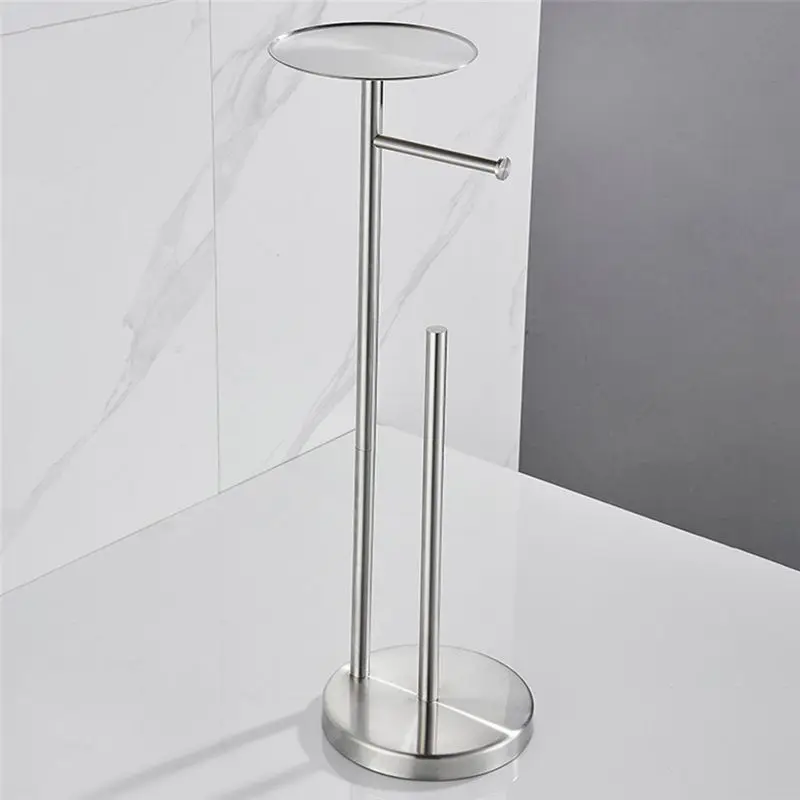New Freestanding Toilet Roll Holders Stainless Steel Anti-Rust Standing Toilet Paper Stand With Heavy