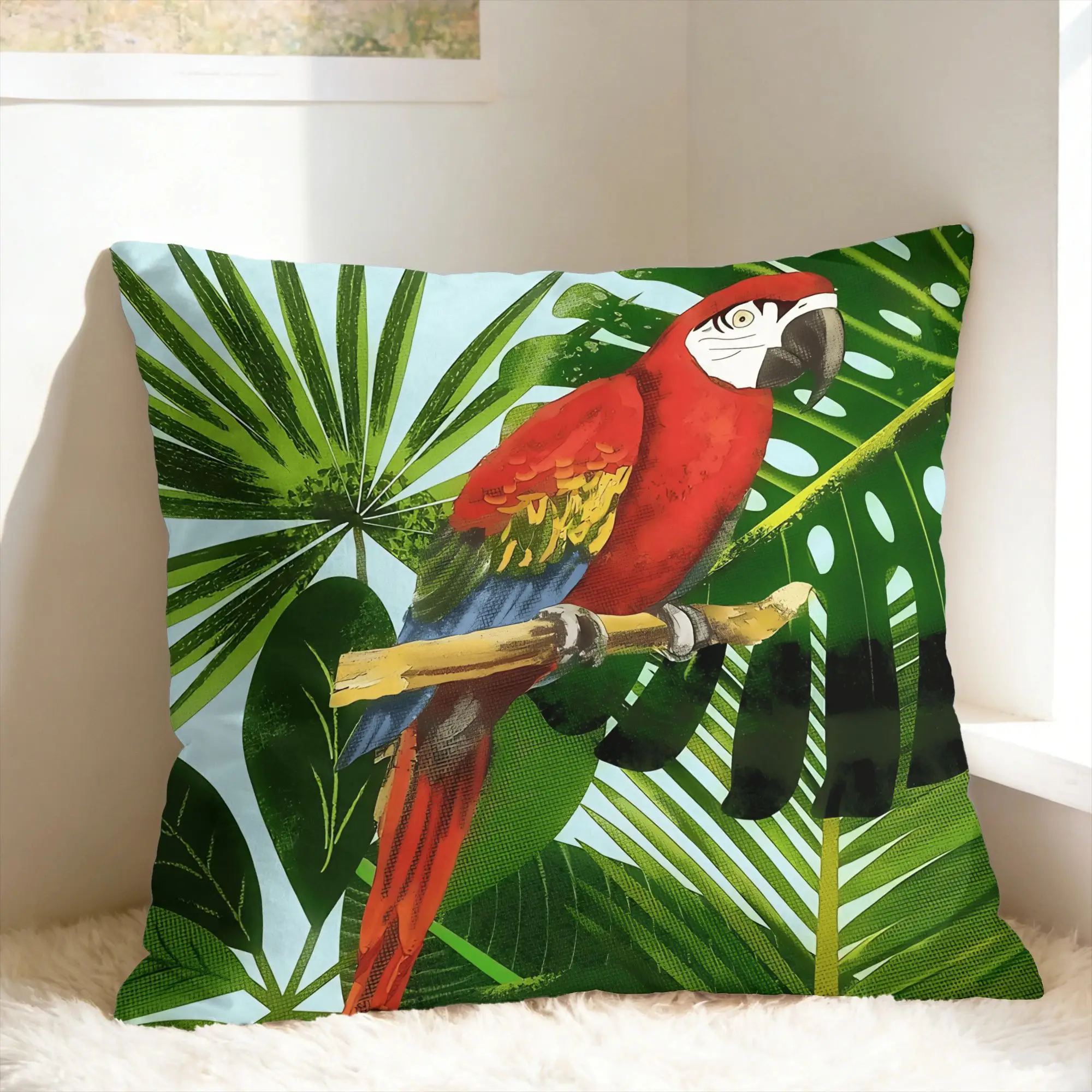 Tropical Parrot Palm Pillow Case  Design Pillow Cover For Living Room Sofa Novelty Pillowcases
