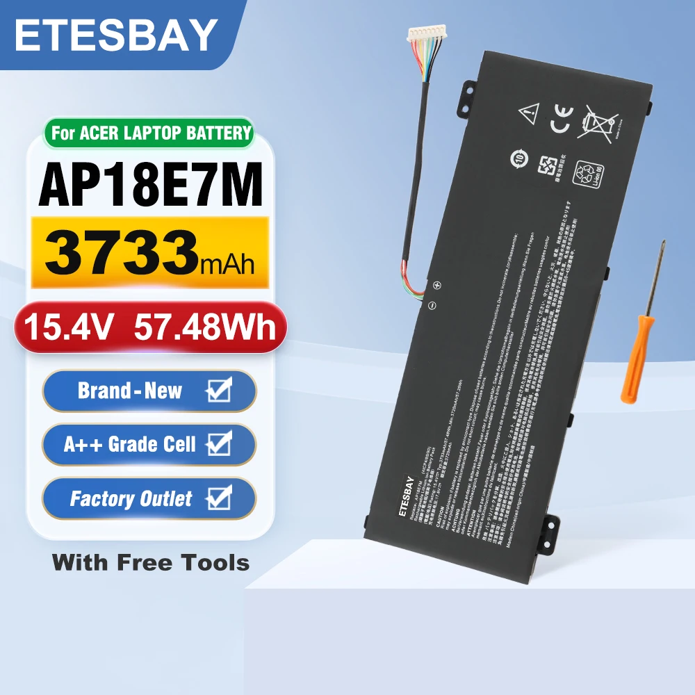 

ETESBAY AP18E7M 58.75WH For Acer Predator Helios 300 PH315-52 PH315-53 PH317-53 Aspire 7 A715-74G Nitro AN515-54 Laptop Battery