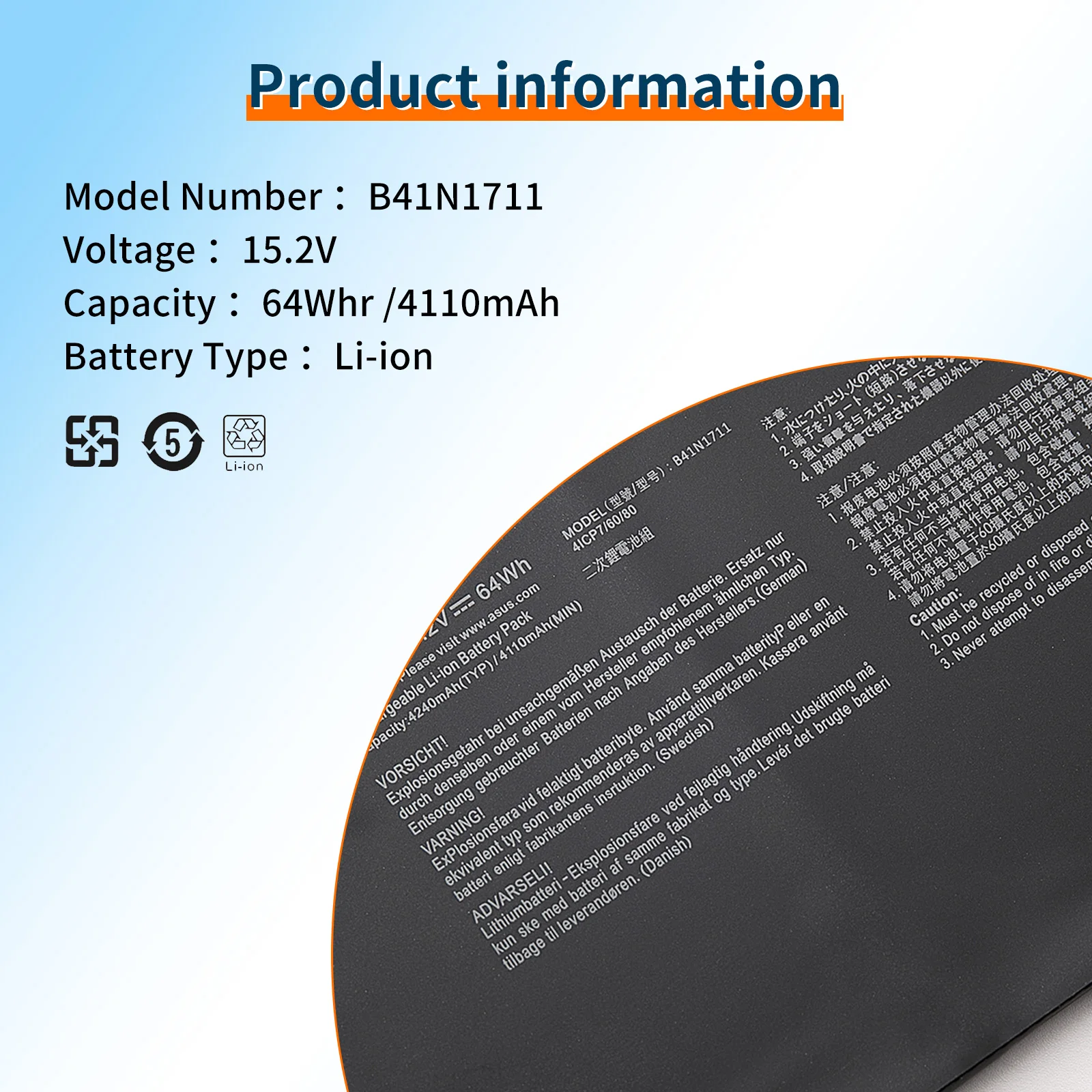 BVBH-Batería de ordenador portátil B41N1711 para ASUS Strix, GL703VD, GL703VM, GL503VD, GL503VM, FX503V, FX705DT, FX705DD, FX705DU, FX705DY, 64Wh