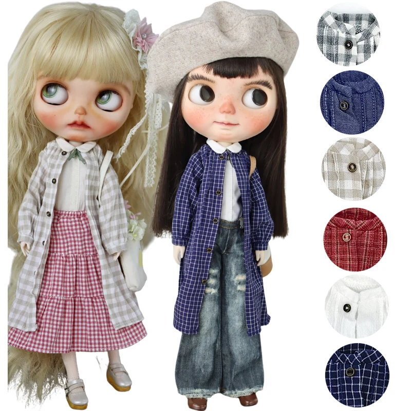 Doll Clothes for Blythe Long Coat Artistic Style windbreaker for Ob24 Ob22 Azone Doll Fashion Outfit