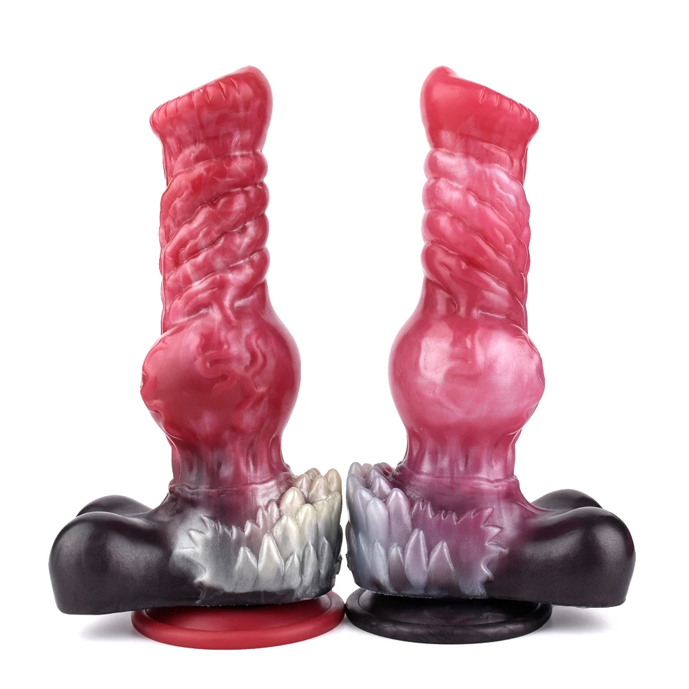 FAAK Giant Knot Dog Dildo Silicone Artificial Wolf Penis With Sucker Oversized Dick Anal Plug Multi Color Sex Toys For Women Men