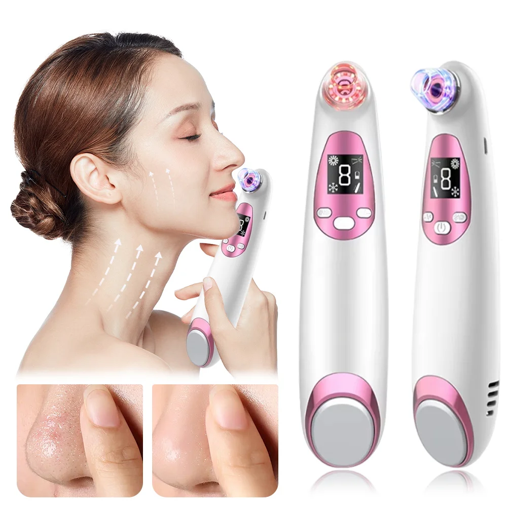 USB Rechargeable Vibrating Massage Nose Cold Hot Care Deep Cleaning Pore Vacuum Sucker Blackhead Remover Tool for Skin Care