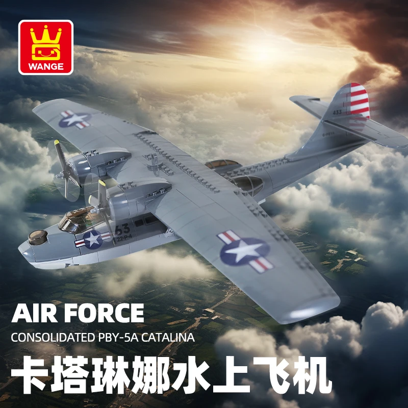 

2024 Military Airplane Consolidated PBY-5A Catalina Fighter Plane Building Blocks Sets Aircraft Model WW2 Bricks Kids Toys Gifts