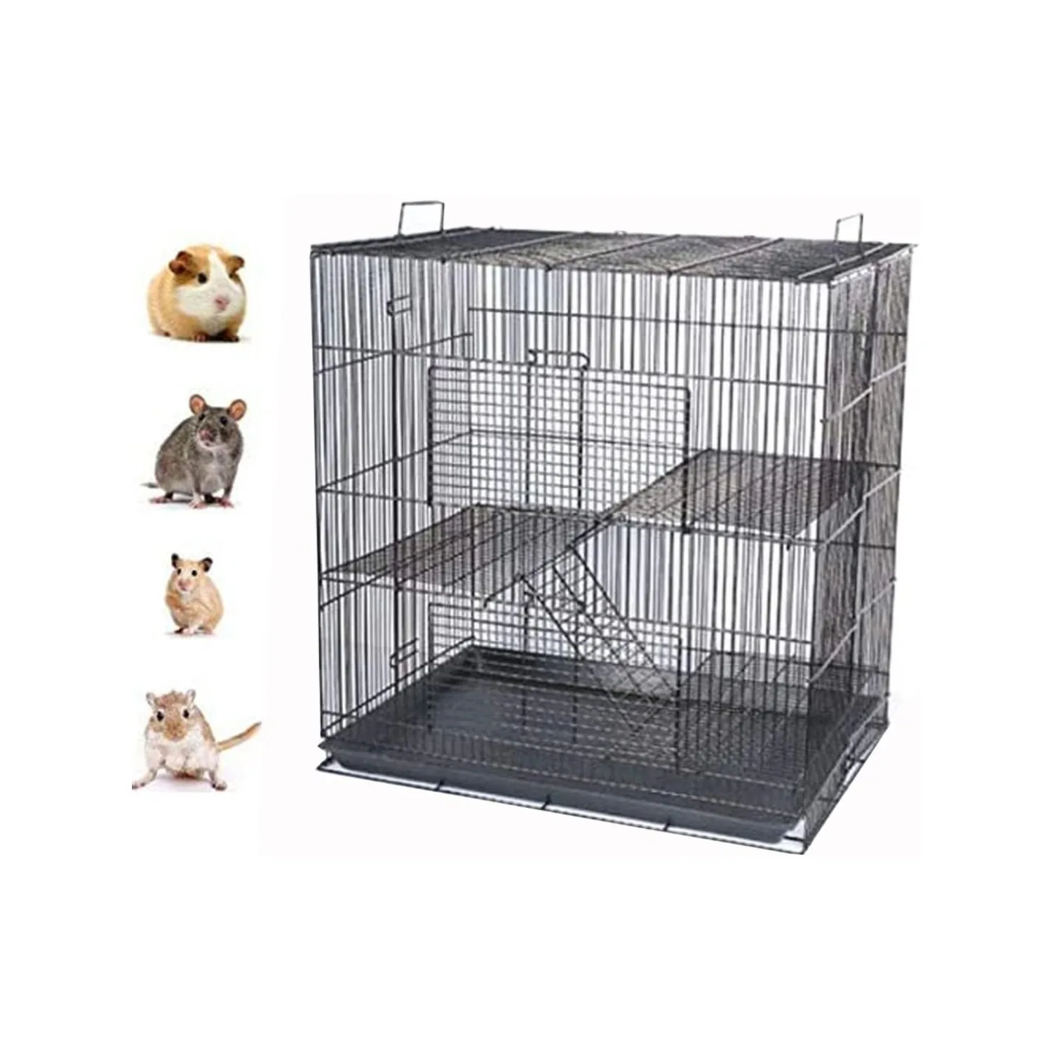 

3-Level Foldable Ferret Glider Rats Animal Chew Free Metal Carrier Travel Cage Tight 3/8 Inch Wire Spacing Prevent Escape