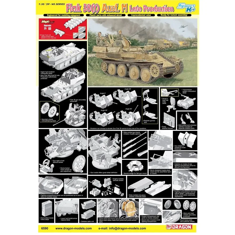 DRAGON 6590 1/35 Flak 38(t) Ausf.M Produzione tardiva - Kit modello in scala