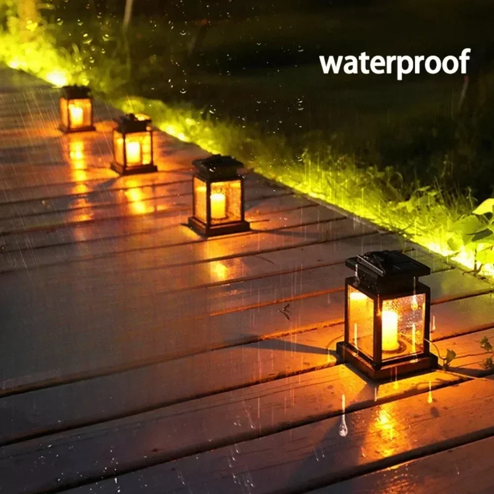 

LED Solar Lamp Palace Light Waterproof Yard Garden Retro Flickering Hanging Lantern Candle Bright Pathway Decoration Outdoor