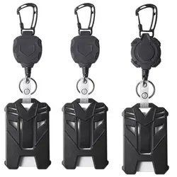 Retractable Badge Holder Heavy Duty Carabiner Keychain ID Card Holder with Retractable Badge Reel