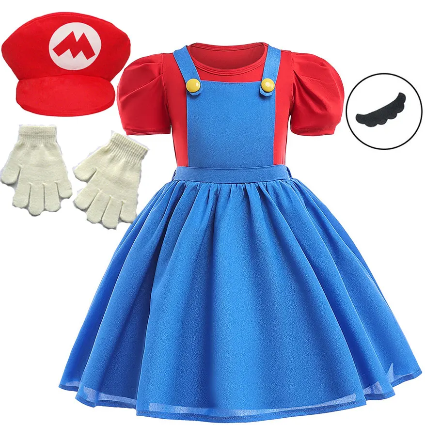 

2025 Disney Girls Cosplay The Same in Mario Protagonist Movie Party Dress Kids Costume Day Birthday Party Costume Children Dress