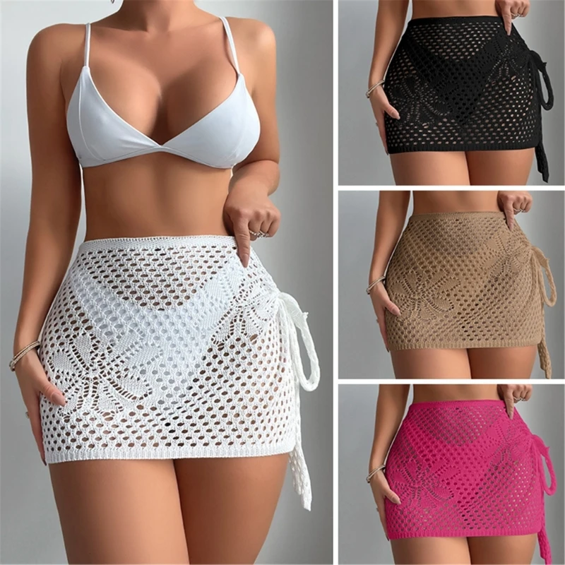 Women Bikinis Coverups Pullover Beach Dress Hollow Out Crochet Sexy Knit Skirt Beachwear Cover Down Sleep Swimwear Cover