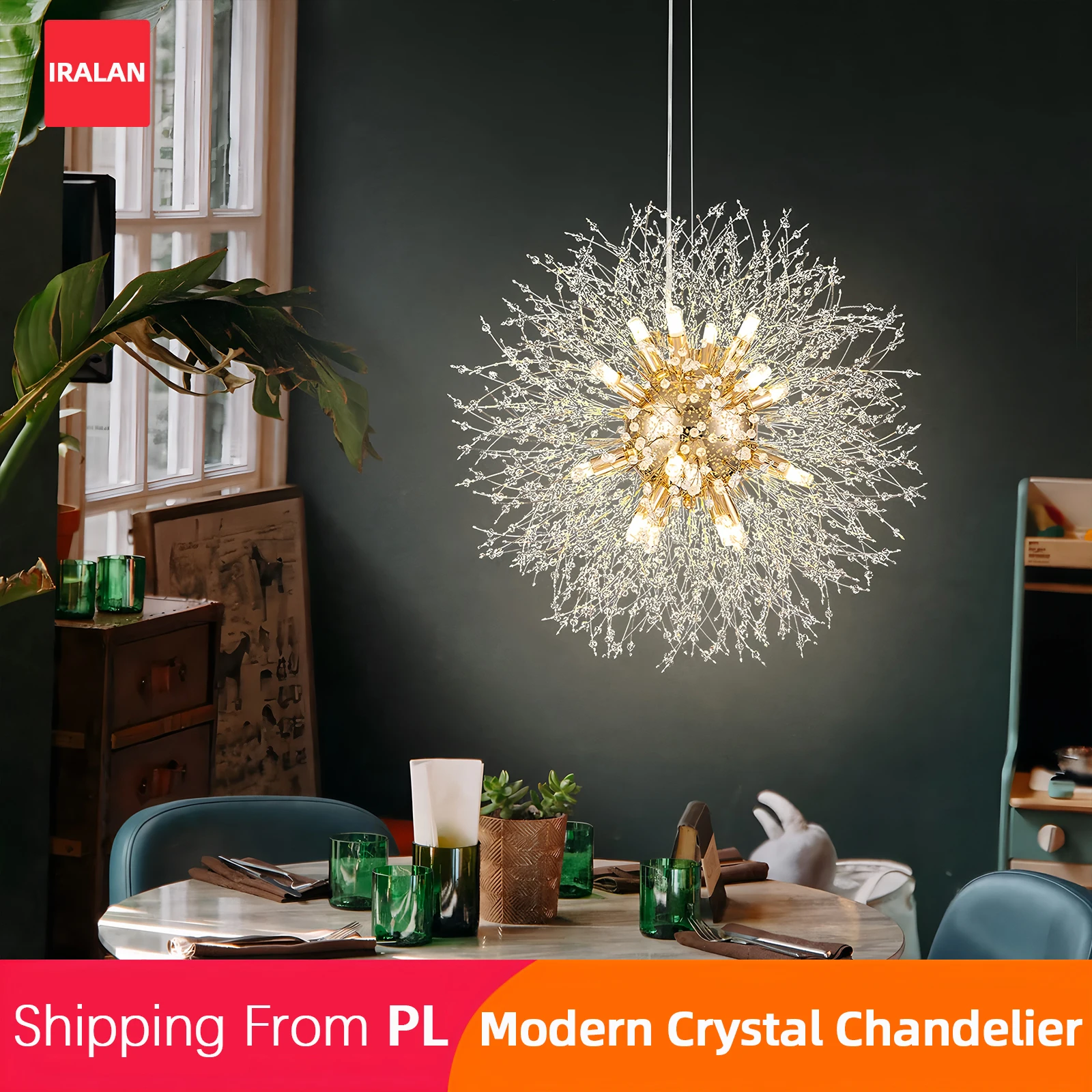 Moderne LED-Pendelleuchten, Kreativer Pusteblumen-Kronleuchter, Kristalllampen für Wohnzimmer, Esszimmer, Schlafzimmer, Heimdekoration