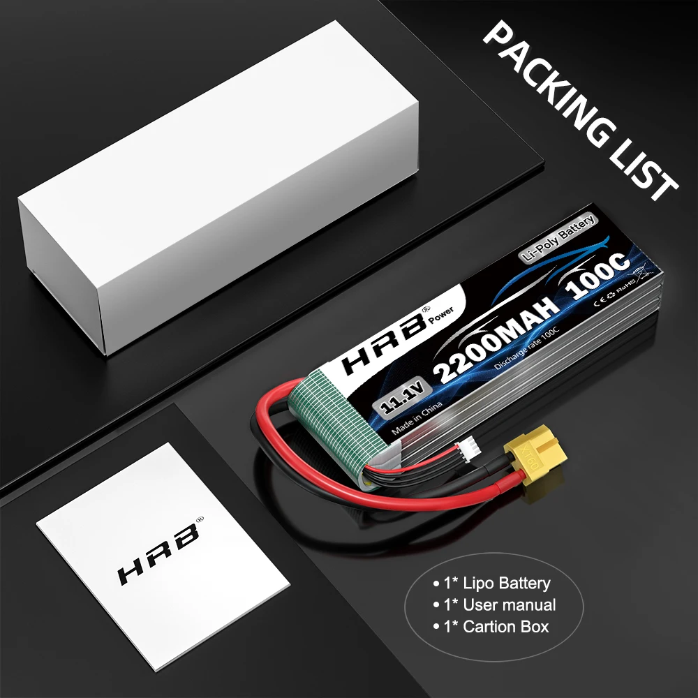 1/2 قطعة HRB 3S يبو بطارية 11.1 فولت 2200 مللي أمبير RC يبو 100C مع موصل XT60 ل RC سيارة شاحنة 1/12 1/16 RC سيارة FPV مروحية لعبة بدون طيار