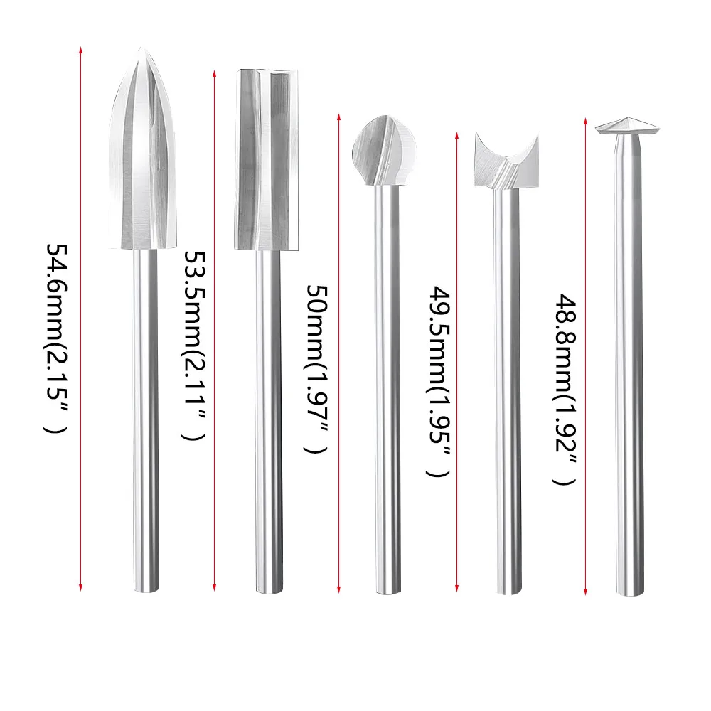 Wood Carving Drill Bit Set Compatible with Dremel Rotary Tools, Different Shapes of Engraving Bits with 1/8Inch Shank Meeting