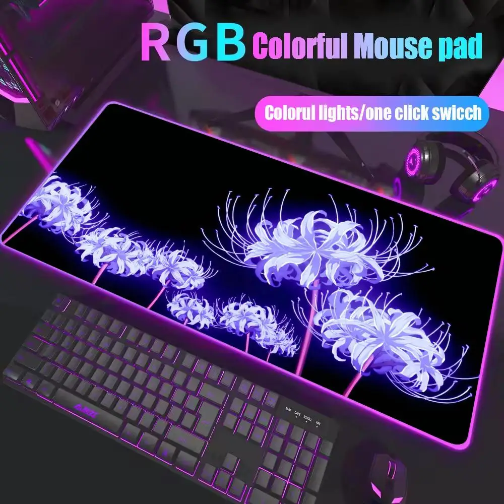 

Коврик для мыши Lycoris radiata XXL RGB игровой коврик для мыши аксессуары для геймеров большие коврики для мыши со светодиодной подсветкой ПК компьютерный настольный коврик с подсветкой
