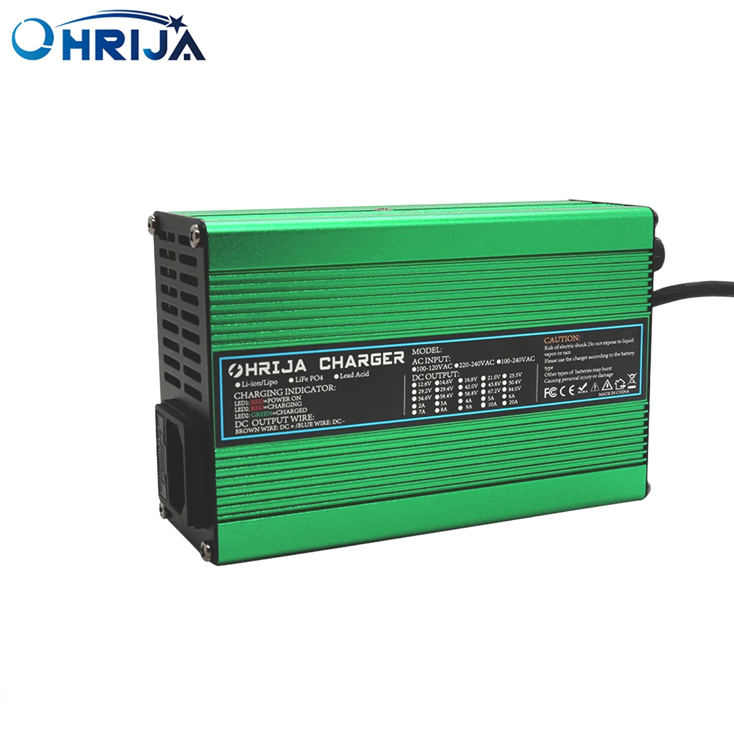 

14.6V 10A Charger Smart Aluminum Case Is Suitable For 4S 12.8V Outdoor LiFePO4 Battery 12V Charger Plug Can Be Cutable OHRIJA