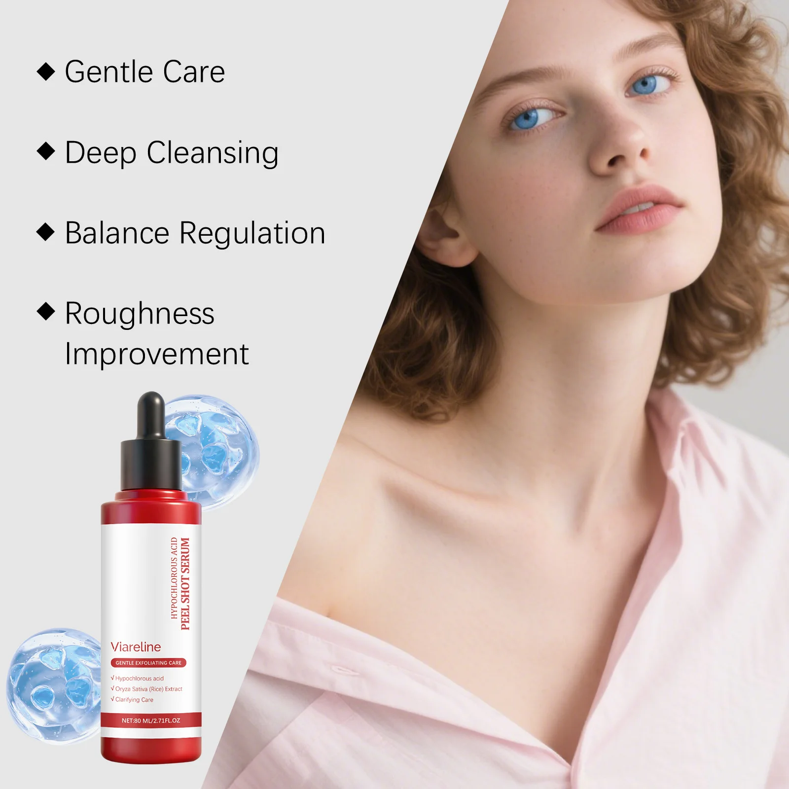 Rice Exfoliating Serum Moisturizing Brightening Cleansing Pores Dead Skin Remover Oil Control Smoothing Facial Peeling Essence