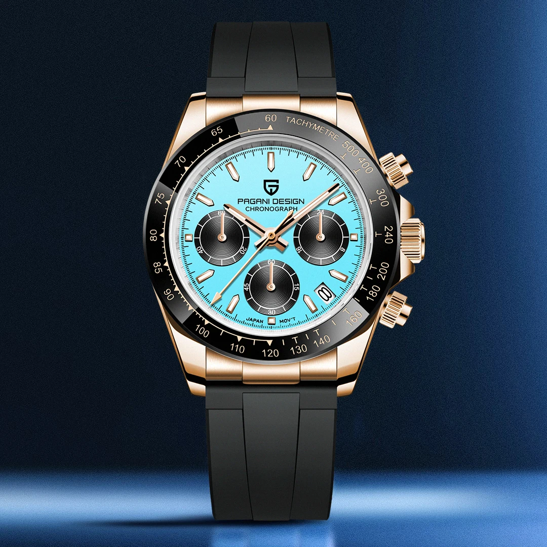 

PAGANI DESIGN 2025 New Mens Watches Top Luxury Turquoise Blue Dial Quartz Watch Men Automatic Date Sport Chronograph Watch Men