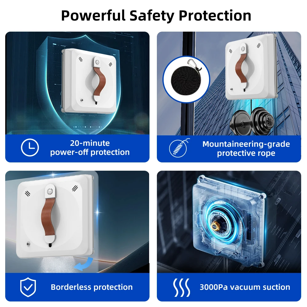Electric window cleaner for window cleaning, ultrasonic water spraying, powerful vacuuming, automatic window cleaning machine
