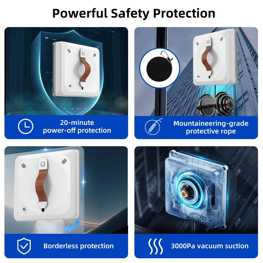 창문 세척을위한 가전 제품 전기 창문 세척기 로봇, 초음파 물 분사, 강력한 진공, 자동 창문 청소기