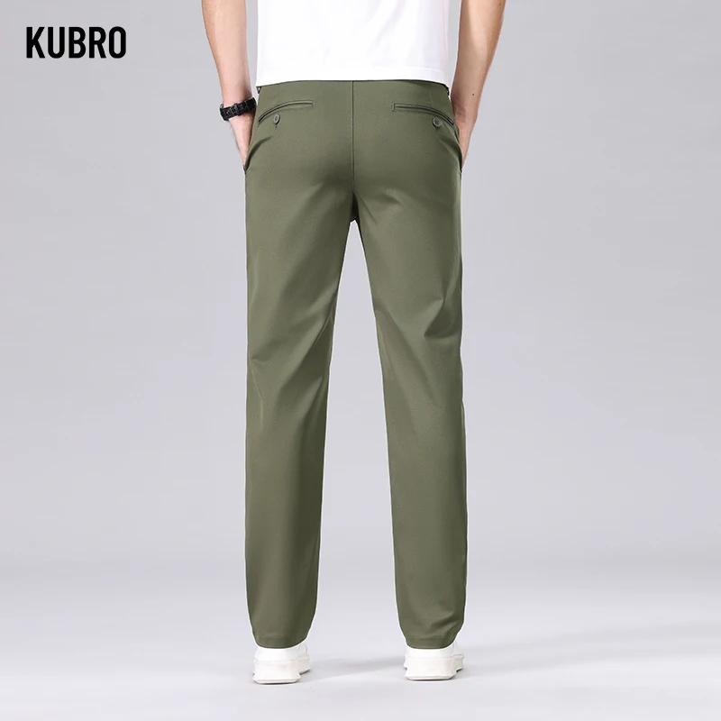 KUBRO 2024 Spring Men New Fashion Business Casual Suit Pants Male Elegant Slim Elastic Straight Office Trousers Plus Size 30-40