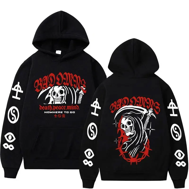 Homens e mulheres Bad Omens Band Music Tour 2023 Hoodies gráficos, Concrete Jungle Tour, moletom retrô, Harajuku Hoodie gótico, streetwear