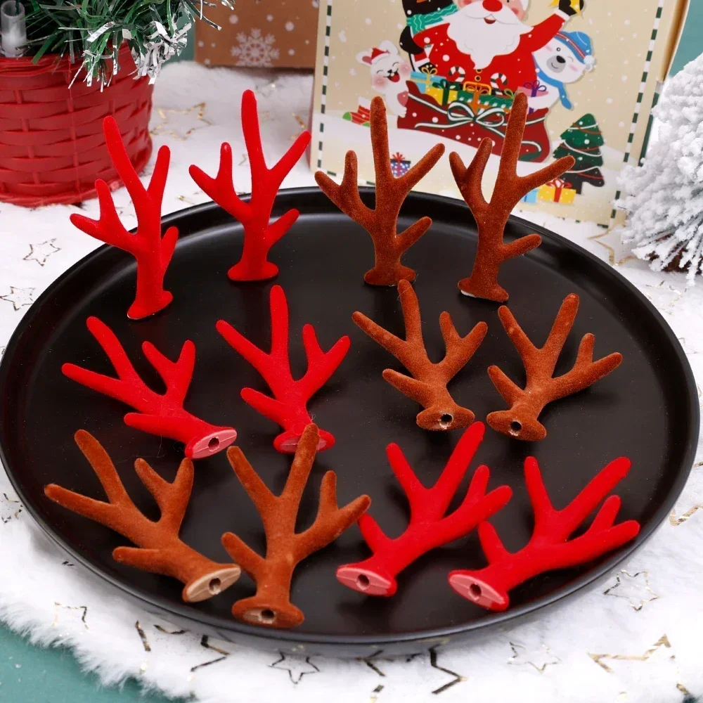 2/40pcs DIY Red Brown Antler Headdress Deer Horn Tree Branches Headband Accessories Christmas Gift Cosplay Photoprops Decor