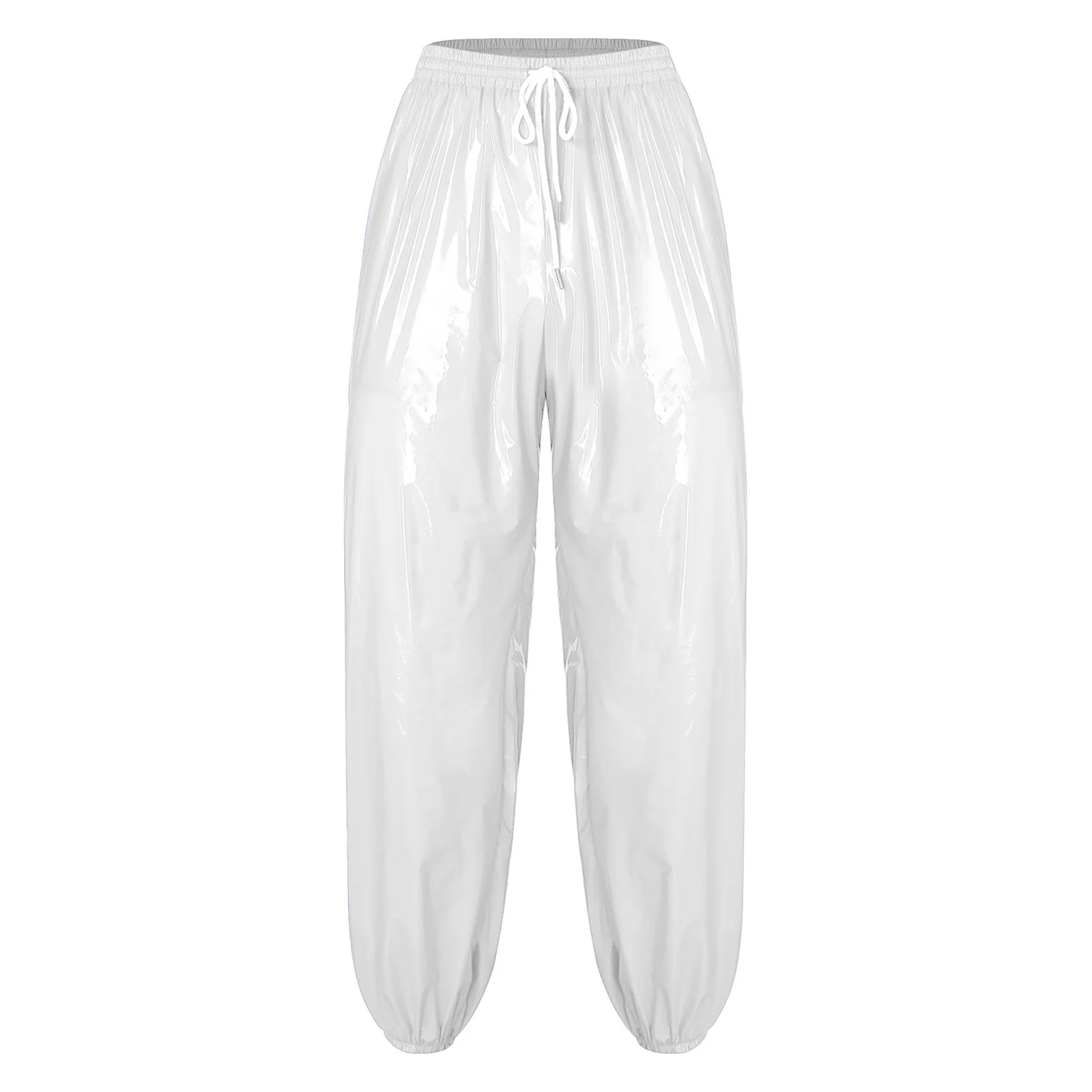 Waterdichte joggingbroek voor heren, glanzende Y2K-broek met trekkoord, elastische tailleband, zijzakken, baggy, glanzende broek, hiphopbroek