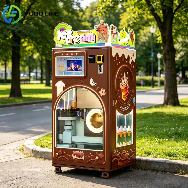 Commercial Ice Cream Vending Machine Frozen Dessert Maker Slush Machine Soft Serve Dispenser LED Touch Screen Customized
