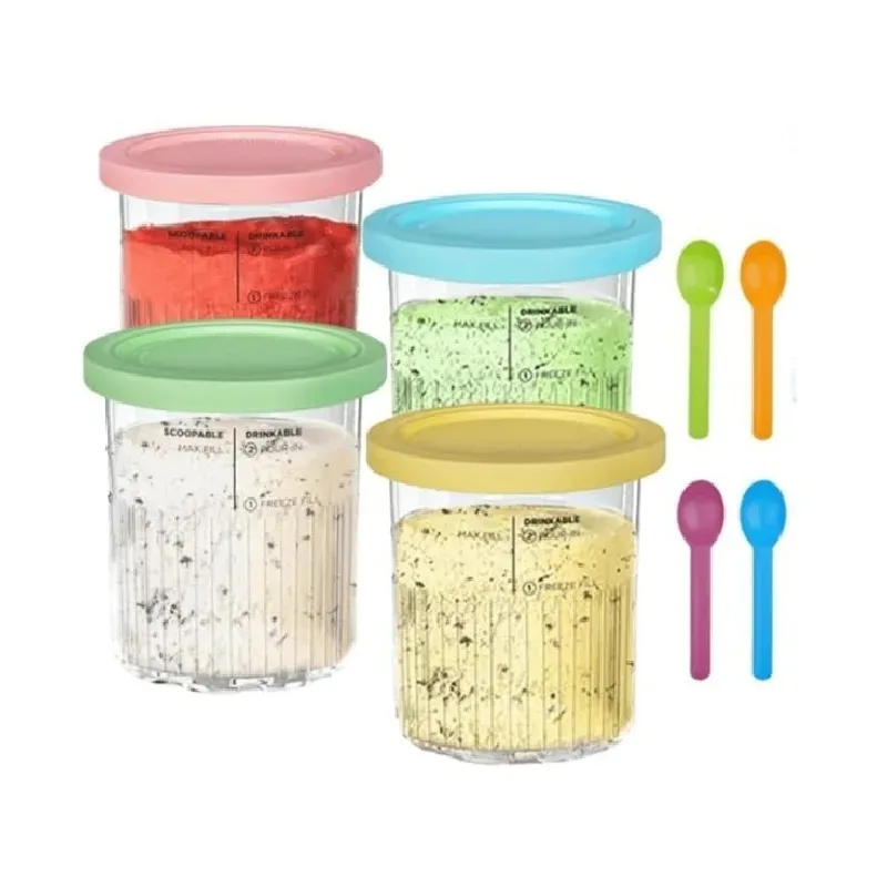 

4 Pack For Ninja Creami Deluxe 11-in-1 XL Family Size NC500/NC501 Pints 24oz Dishwasher Safe BPA-Free Leak Proof Assorted Colors
