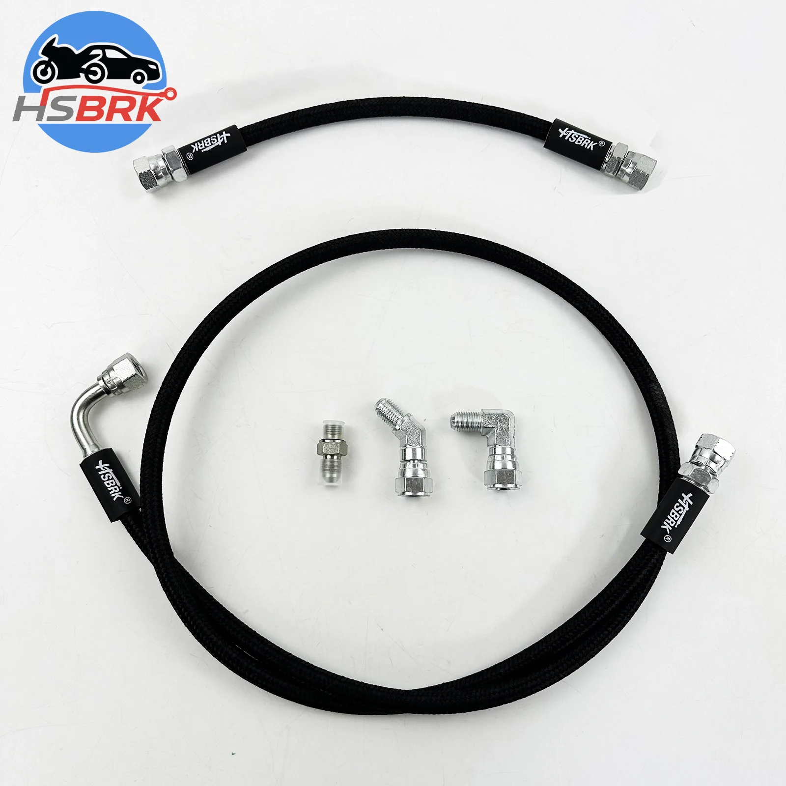 

Black PTFE nylon stainless steel outer wire braided Kit AN4 turbine oil supply pipeline 0-90 degree adapter fuel soft pipeline