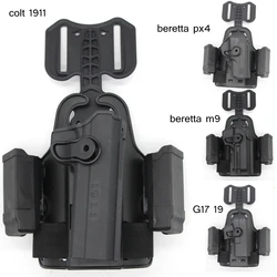 Hunting Drop Leg Gun Holster Tactical Gun Case with Double Magazine Pouch for Glk 17 19 Colt 1911 Beretta M9 PX4