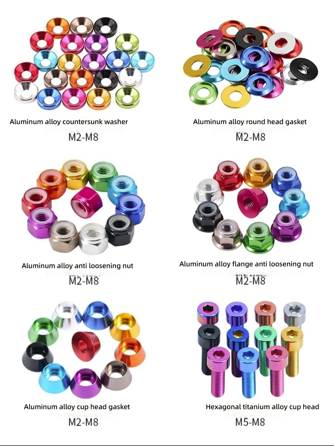 Rondelle a testa semicircolare colorate Distanziatori modello M2 M2.5 M3 M4 M5 M6 M8 adatti per auto, barche, macchinari e vari mobili