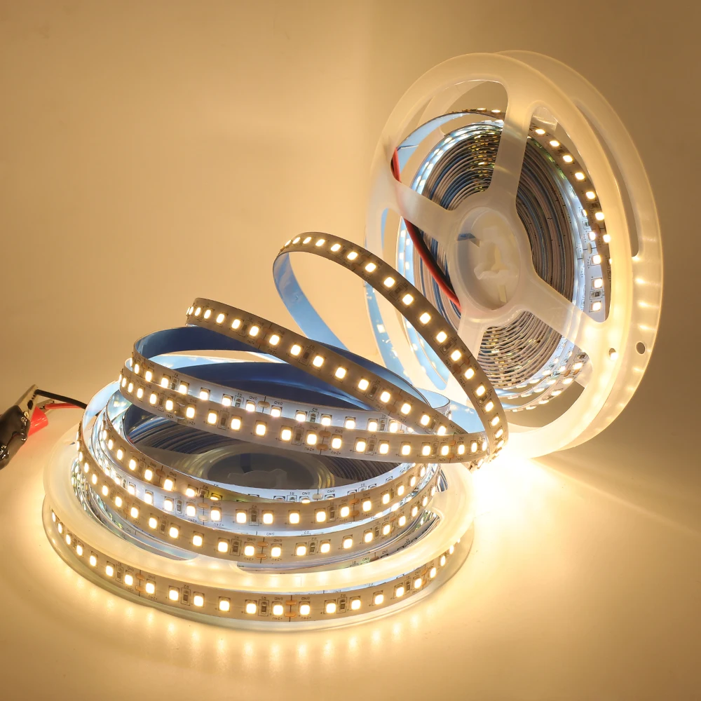 Fita flexível Diodo Luz, LED Light Strip, Quente Natural Frio Branco, Luces Fita Led, DC 12V, 24V, 2835, 60, 120, 240, 480, 5m