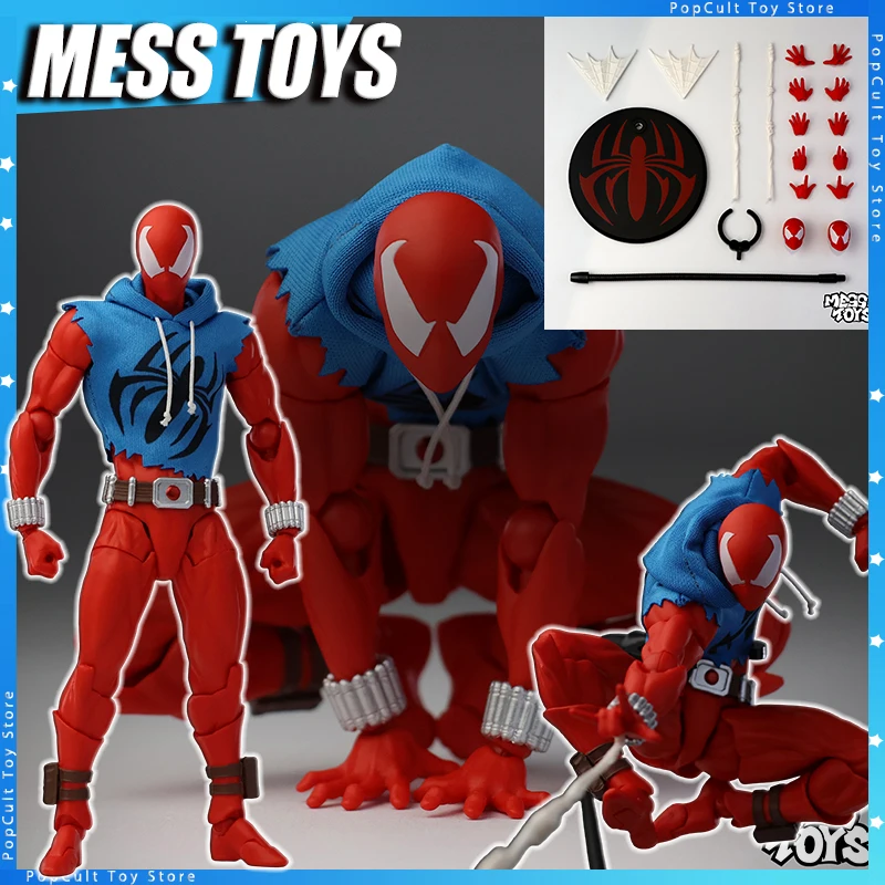 

MESS TOYS Scarlet Spider Action Figure Scarlet Hero Anime Figurine Desktop Decoration Spiderman Collectible Model Toys Gifts