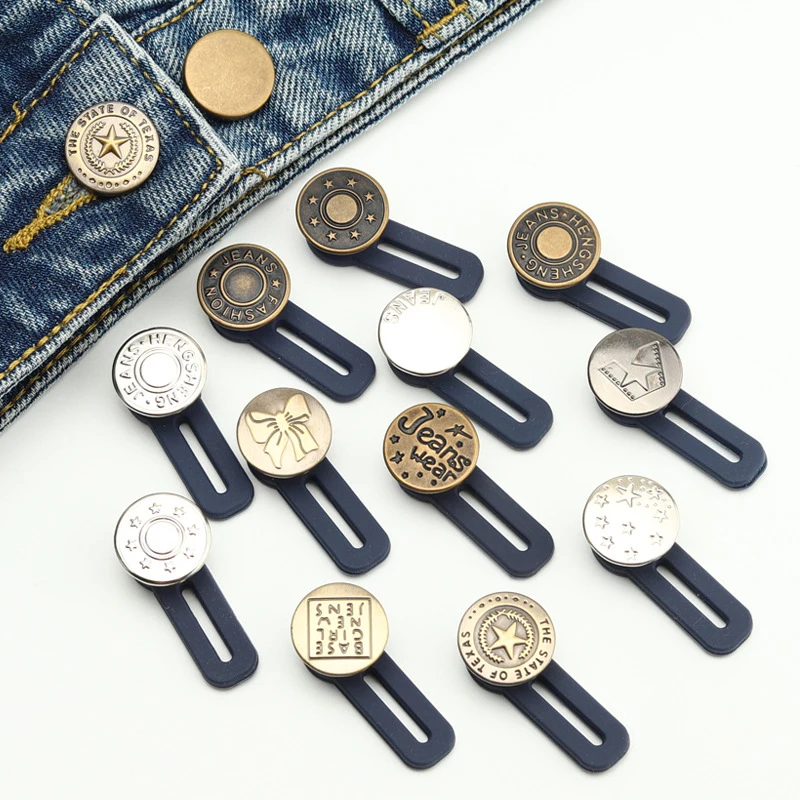 5pcs Magic Metal Button Extender For Pants Jeans Free Sewing Adjustable Retractable Button Waist Extenders Waistband Expander