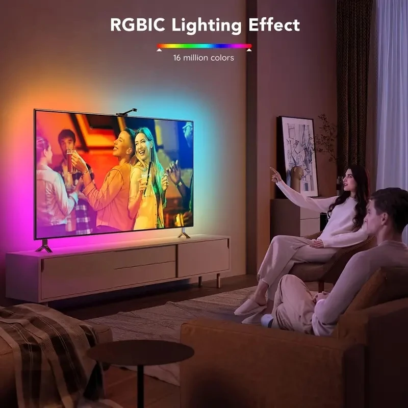 RGBIC LED TV-Hintergrundbeleuchtungsstreifen mit Kamera-App-Steuerung, Musik-Synchronisation, Smart Lights für Gaming-Räume, 55-75 Zoll, Ambientebeleuchtung – Detail 8