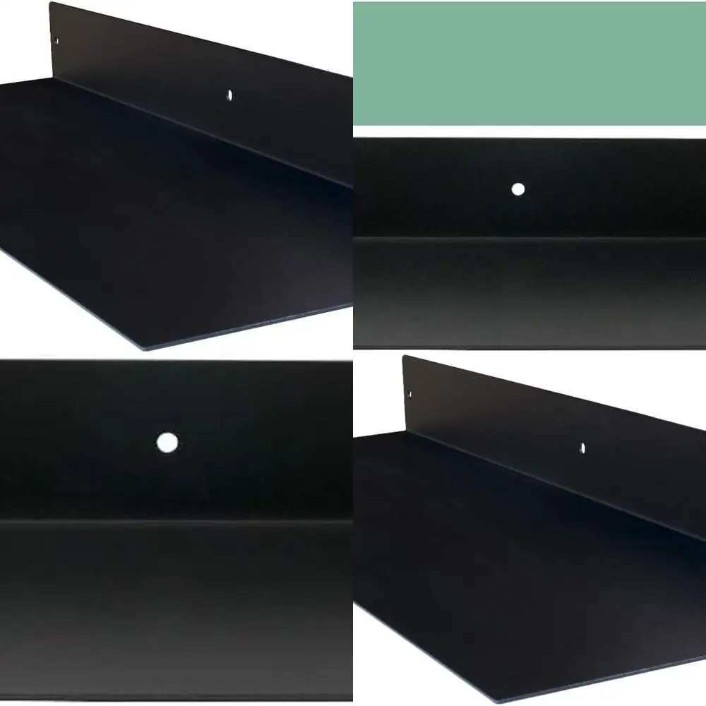 

Industrial Modern Steel Floating Shelf Wall Mounted, 8 x 24, Heavy Duty, Black