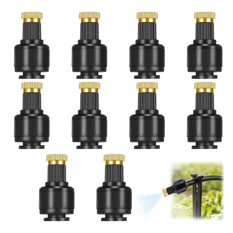 1/4 Inch Misting Nozzles 10 Pcs Atomizing Nozzle Drip Irrigation Sprayer 4/7mm Micro Sprinkler Garden Outdoor Cooling System