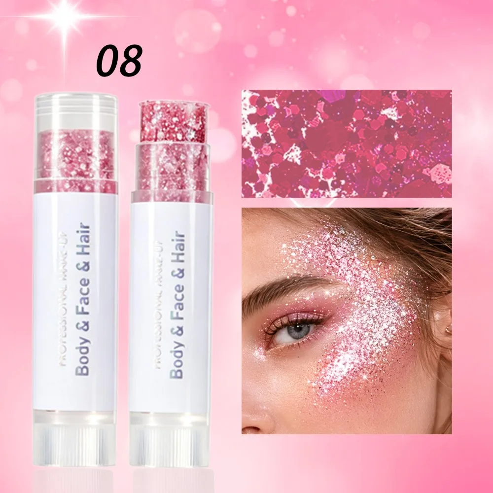 Long-Lasting Shine Body and Facial Glitter Thick Mermaid Shimmer Glitter Stick Festive Sequins Gel Body Art Painting Hair Makeup